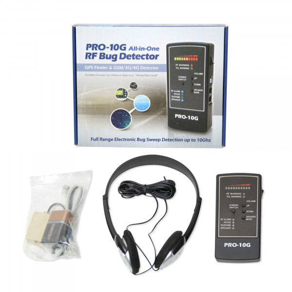 Spy-Hawk Security Pro-10G Detector de errores - Encuentra rastreador GPS y cámara inalámbrica - Detector antiespía - Dispositivo de barrido de errores de audio - Buscador de seguimiento GPS oculto - Buscador de cámaras de Spy Associates Security