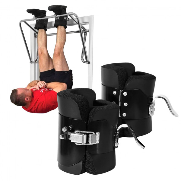 Estink Botas para colgar, 1 par de botas para colgar con inversión negra, terapia, gimnasio, fitness, fisioterapia, postura de la columna vertebral con cómodo acolchado de espuma y clips de bloqueo