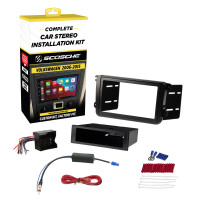 Scosche ICVW6BN Kit de tablero de instalación de radio doble DIN compatible con vehículos Volkswagen seleccionados 2006-15 no amplificados de fábrica - Kit completo de instalación de estéreo para automóvil - Consulte la guía de ajuste del vehículo en imág