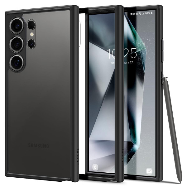 Funda Spigen para Galaxy S24 Ultra, Ultra Híbrida [Sin Anillo Magnético] [Anti-Amarillamiento] - Negro Mate