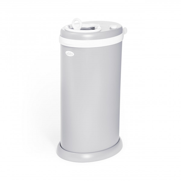 Cubo para pañales de acero inoxidable Ubbi, con bloqueo de olores, no requiere bolsa especial, galardonado, imprescindible para el registro, gris