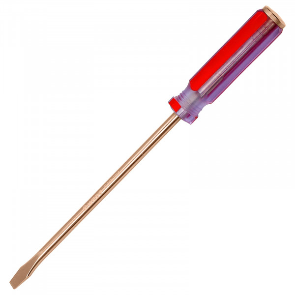 Destornillador WEDO, Destornillador plano antichispas, Destornillador de cabeza plana con tapa, Cobre berilio, Longitud 153 mm (6), Punta 5 mm, Mango ergonómico, Forjado, Certificado BAM