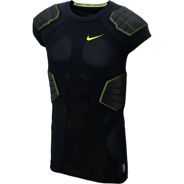 Camiseta de fútbol Nike Hyperstrong de compresión con 4 almohadillas para hombre, color negro/voltio, talla XL