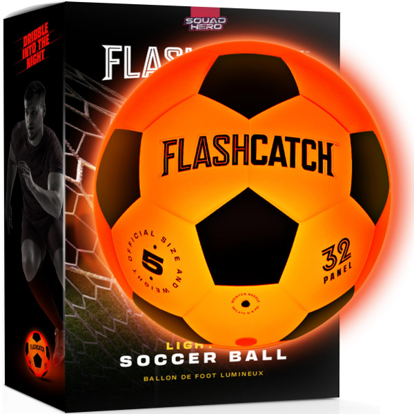 FlashCatch Balón de fútbol iluminado - Brilla en la oscuridad - NO 5 - Regalos de equipo deportivo para niños y niñas de 8 a 15 años o más - Ideas de regalo de cumpleaños para niños y adolescentes - Juguetes geniales para niños de 8 a 15 años Actividad no