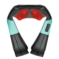 Nekteck Shiatsu Masajeador de cuello con calor para aliviar el dolor de tejido profundo, 2026 almohada de masaje 3D mejorada para espalda y hombros, herramientas de relajación de músculos corporales, regalos para él y ella, azul (no inalámbrico)