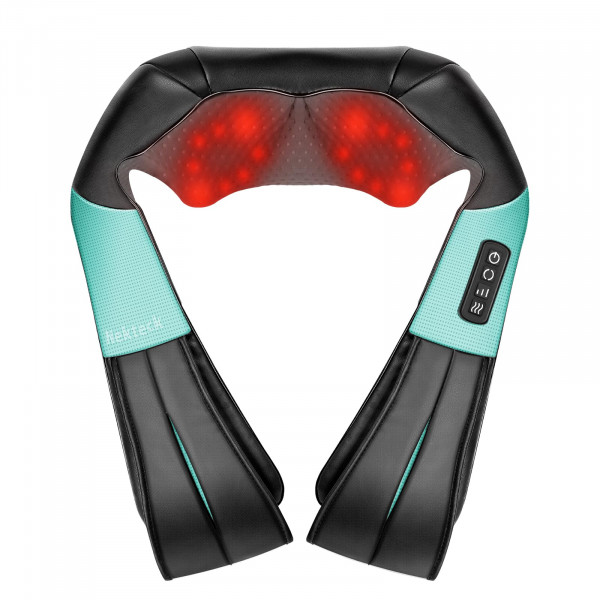 Nekteck Shiatsu Masajeador de cuello con calor para aliviar el dolor de tejido profundo, 2026 almohada de masaje 3D mejorada para espalda y hombros, herramientas de relajación de músculos corporales, regalos para él y ella, azul (no inalámbrico)