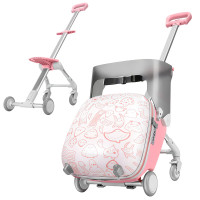 AODI Equipaje para niños con asiento, maleta de mano de 20 pulgadas, equipaje para niños 2 en 1 con ruedas silenciosas a prueba de golpes y barandilla para avión y viajes
