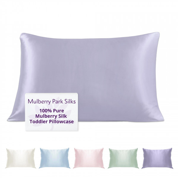 Mulberry Park Funda de almohada de seda de 19 momme para niños y niños pequeños - Previene la cabeza y el encrespamiento, suave con la piel y el cabello delicados - Seda de morera pura de grado 6A - 13 x 19 / Púrpura pacífico