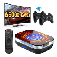 Consola de juegos retro Kinhank, consola emuladora Super Console X4 PLUS con más de 65000 juegos integrados, chip S905X4, consola de videojuegos con 3 sistemas, salida UHD de 8K, WIFI 2.4G+5G, BT 4.0, USB 3.0, 2 controladores inalámbricos