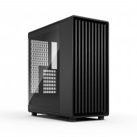 Fractal Design North Momentum Black - Panel lateral de vidrio - Frontal de madera de roble ennegrecida auténtica - Caja para juegos de PC con alto flujo de aire - Tres potentes ventiladores Momentum de 120 mm incluidos - Soporte ATX
