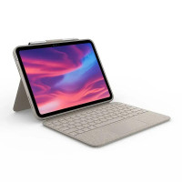 Logitech - Estuche combinado con teclado táctil y trackpad para Apple iPad - (10.a generación) con teclado retroiluminado desmontable - Arena (renovado)