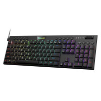 Redragon K619 Horus RGB Teclado mecánico, teclado para juegos con cable de diseño ultrafino con teclas de perfil bajo, control de medios dedicado e interruptor rojo lineal, software profesional compatible