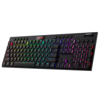 Redragon K618 PRO Teclado mecánico RGB inalámbrico de 3 modos, BT/2,4 Ghz/teclado para juegos Win/Mac de perfil bajo con cable con diseño ultrafino, control de medios dedicado e interruptor rojo lineal