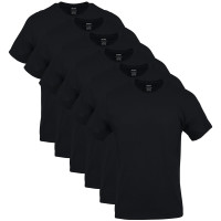 Gildan Camisetas Crew para hombre, paquete múltiple, estilo G1100, negro (paquete de 6), grande