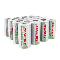 Tenergy Centura Batería D recargable NiMH de 1,2 V, baterías de celda D de baja autodescarga de 8000 mAh, batería precargada de tamaño D, paquete de 16, certificado UL