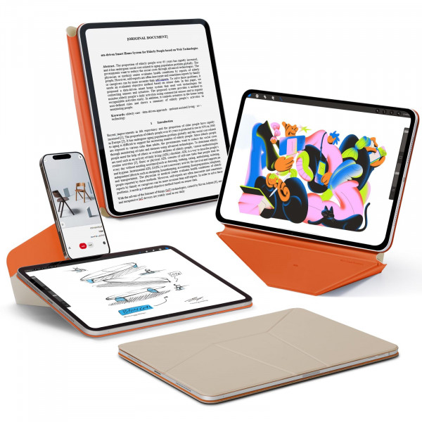 MOFT Dynamic Folio Funda para iPad Air de 13 Pulgadas (M4 2026 / M3 2025 / M2 2024), Funda Delgada con Soporte Magnético con Más de 20 Ángulos de Visión, Auto Wake/Sleep, Ultrafina, Playa Blanca x Terracota