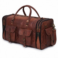 Equipaje de viaje vintage hecho a mano, bolsa de deporte de gimnasio de 30 pulgadas, bolsa de deporte para el fin de semana, viaje nocturno, bolsa de lona para hombres (32 pulgadas grande)
