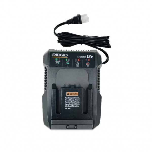 Cargador de batería original Ridgid OEM R86092 de doble química, 18 V, iones de litio/NiCad