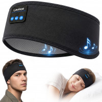 Lavince Sleep Headphones Diadema, Bluetooth 5.4 Auriculares para dormir para personas que duermen de lado, Auriculares inalámbricos con diadema con altavoces estéreo ultrafinos para deportes, entrenamiento, viajes, meditación