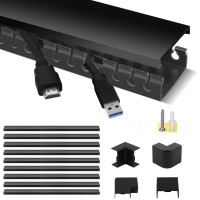 Kit de canalización de cables, sistema de gestión de cables Stageek, conducto de canalización de cableado con ranura abierta con cubierta, organizador corrector en la pared para paso de cables para ocultar cables para televisores, computadoras, 9 x 15,4 p