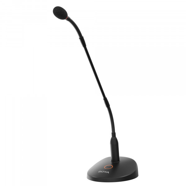 BOYA Micrófono condensador de cuello de cisne de escritorio Micrófonos de podio de 18 con indicador LED de base Micrófono XLR para reuniones Videoconferencias Transmisión de conferencias BY-GM18CB