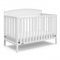 Cuna convertible 5 en 1 Graco Benton – Certificación GREENGUARD Gold, se convierte de cuna para bebé a cama para niños pequeños, diván y cama de tamaño completo, se adapta a colchón de cuna estándar de tamaño completo (blanco)