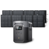 Generador solar EF ECOFLOW DELTA 2 Max 2048Wh con panel solar 2x220W, estación de energía portátil con batería LFP, salida de CA de hasta 3400W, carga dual rápida CA + solar Carga completa en 1 hora para camping RV