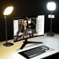 2 paquetes de luces de videoconferencia para reuniones de zoom, kit de iluminación de podcast LitONES para trabajar desde la oficina en casa, luz de video de escritorio con soporte y soporte para teléfono CRI 97.8