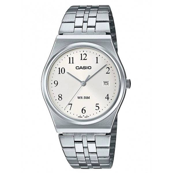 Casio MTP-B145D-7BV Reloj analógico de 3 manecillas con esfera blanca de fácil lectura y acero inoxidable vintage para hombre