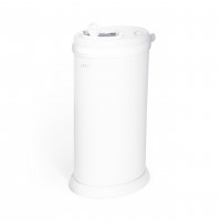 Cubo para pañales Ubbi de acero inoxidable, sin bolsas especiales, con bloqueo de olores, blanco