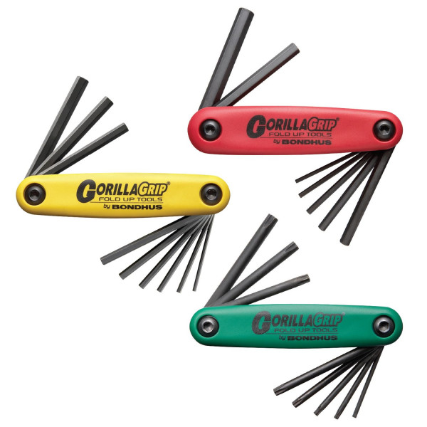 Bondhus 12533 ​​Paquete triple plegable GorillaGrip Hex y Star, 12587 (2-8 mm), 12589 (5/64-1/4 pulgadas) y 12634 (T9-T40)