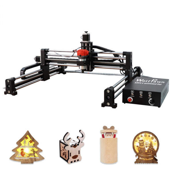 WolfPawn Máquina enrutadora CNC mejorada, Fresadora Grbl Conrol de 3 ejes para madera, aluminio acrílico, Fresadora de grabado para corte de madera y aluminio a rieles lineales (Estilo - A, 23,6 pulgadas)