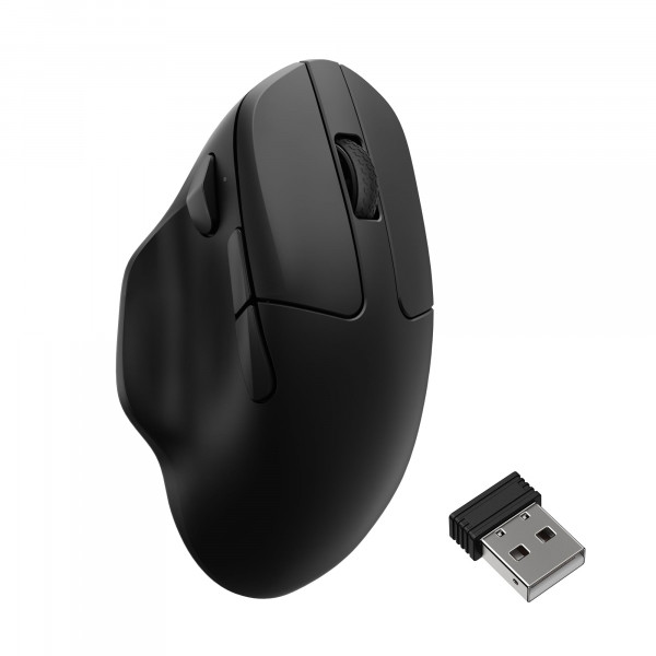 Keychron Ratón Inalámbrico M7 8K, Ratones Ópticos para Computadora de 30K DPI, 2.4 GHz/Bluetooth/Cableado con Botón Macro 66g Ligero Ergonómico, Hasta 140 Horas de Tiempo de Trabajo para Computadora Portátil macOS/Windows - Negro