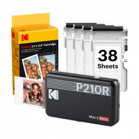 Impresora fotográfica portátil KODAK Mini 2 Retro 2x3, 4PASS, 38 hojas, negro