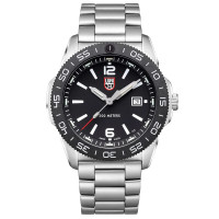 Luminox Navy Seal Pacific Diver Serie 3120 Reloj analógico de cuarzo con esfera negra y banda Oyster de acero inoxidable plateado para hombre