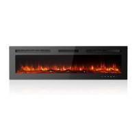 Maxhonor Chimenea eléctrica con insertos, calentador independiente para la sala de estar, chimenea flotante con 12 colores LED con leños y piedras, calentadores espaciales para uso en interiores, 1500 W/750 W, negro, 60 pulgadas