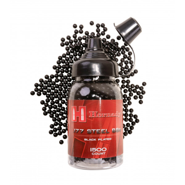 Hornady BBs de pistola BB de acero calibre .177 chapado en negro (1500 unidades)