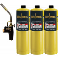 Antorcha de arranque con gatillo Bernzomatic (antorcha TS 8000 + 3 cilindros de gas MAP PRO)