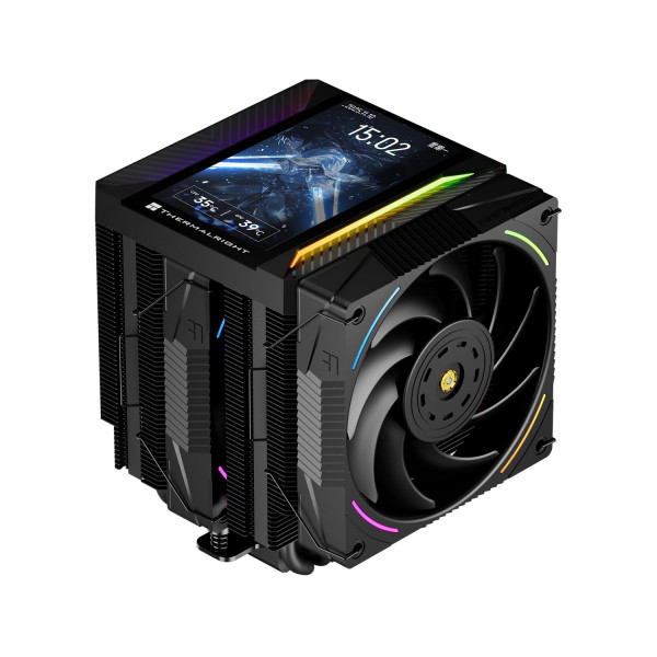 Thermalright Peerless Assassin 120 Vision MAX ARGB Enfriador de aire de CPU negro, Radiador de doble torre 2150 RPM, Pantalla IPS de resolución de 480 x 854 con 5 pulgadas, Enfriador de computadora para Intel lga1851/1700/115x, AM4/AM5