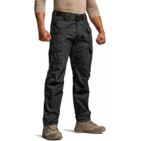 CQR Pantalones tácticos para hombre, pantalones cargo antidesgarro resistentes al agua, pantalones ligeros para senderismo y trabajo EDC, ropa para exteriores, bolsillo magnético negro, 44 ​​W x 30 L