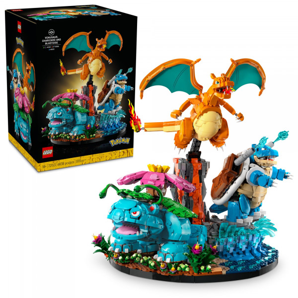 LEGO Pokémon Venusaur, Charizard y Blastoise - Set de construcción para adultos, mayores de 18 años - Figuras coleccionables de Pokémon - Idea de regalo para hombres y mujeres - 72153