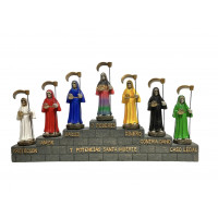 Estatuas Colección Mario 7 potencias Santa Muerte 6 Alto 13 Largo Resina Santa Muerte Grim Reaper Calavera 7 Santa muertes