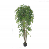 AMERIQUE Hermosa planta de seda artificial de árbol de bambú de 7 pies con protección UV, con maceta de plástico para vivero, tecnología Feel Real, súper calidad, 7 pies verde esmeralda