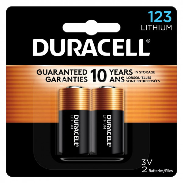 Batería de litio Duracell CR123A de 3 V, 2 unidades, almacenamiento de 10 años, larga duración
