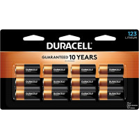 DURACELL CR123A Batería de litio de 3 V, 3 voltios de alta potencia para seguridad en el hogar, dispositivos de seguridad, linternas, alarmas de humo y automatización, paquete de 12