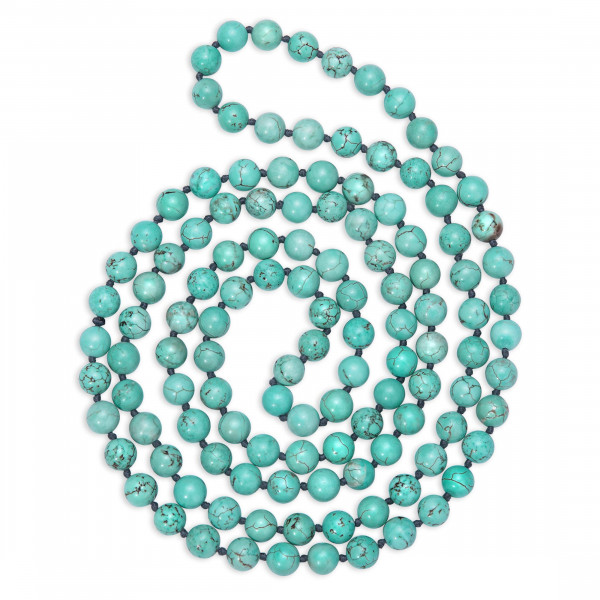 PEARLADA-collar bohemio de turquesa para mujer, hebra larga con cuentas, joyería anudada hecha a mano, collar sin fin con cuentas de moda
