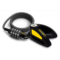Candado de disco OnGuard Boxer DT con cable combinado: candado de disco de acero endurecido de 14 mm, cable de acero recubierto de vinilo de 10 mm, núcleo de cilindro Z, estuche de transporte y cable recordatorio