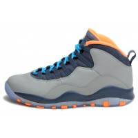 Zapatillas de baloncesto Nike para hombre Air Jordan Retro 10 Bobcats Gris lobo/Azul polvo/Naranja atómica 310805-026 Talla 13