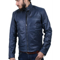 Laverapelle Chaqueta de piel de cordero auténtica para hombre (azul marino, mediana, forro de algodón de color) - 1501472