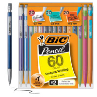 Paquete variado BIC, tamaños variados, 0,5 mm, 0,7 mm, 0,9 mm, diseño recargable para uso duradero (paquete de 3, 180 unidades en total)
